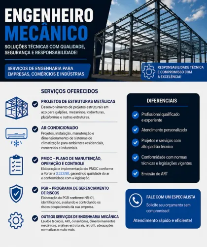ENGENHEIRO MECÂNICO - PROJETOS, LAUDOS E RESPONSABILIDADE TÉCNICA