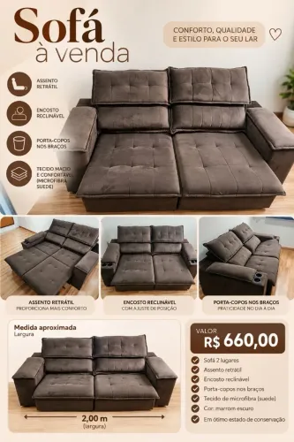 Sofa encosto e assento retrátil