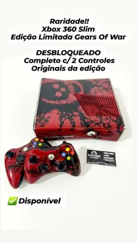 Xbox 360 Slim Gears Of War DESBLOQUEADO! (Aceito Cartão)