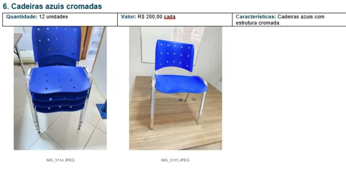 6. Cadeiras azuis cromadas