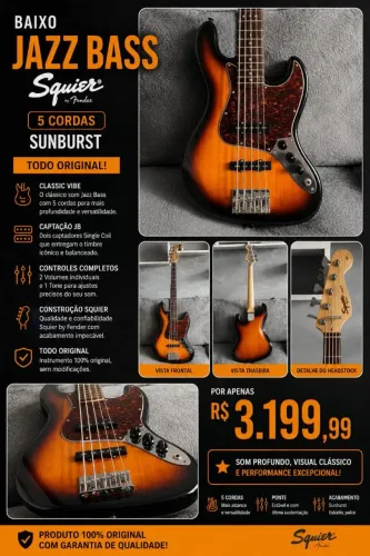 Baixo Squier By Fender Jazz Bass 5 cordas
