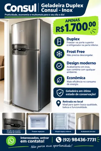 Geladeira Consul Frost Free CRM35NKANA ? 275 Litros Inox