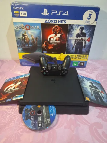Ps4 Slim 1 Tb + Controle e Jogos