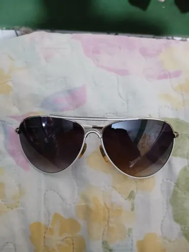 Óculos de Sol Triton Eyewear Aviador Clássico - Branco e Dourado em ótimo estado 