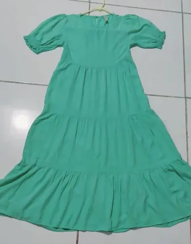 Vestido longo verde àgua em viscose PP