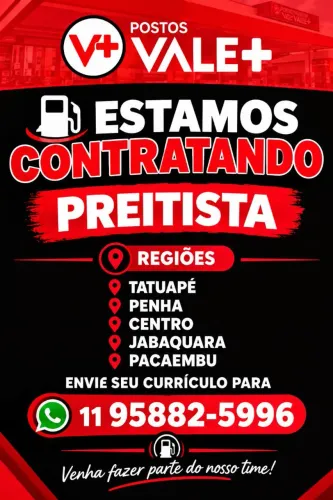 Vaga de Frentista para homens 