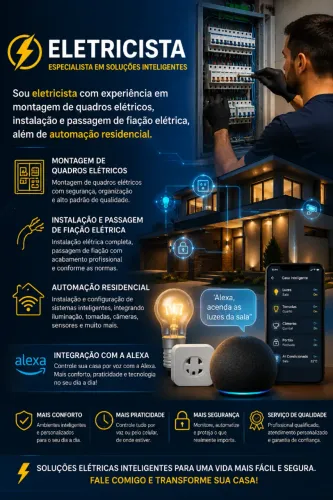 Sou eletricista com experiência em montagem de quadros elétricos,Automação residencial.
