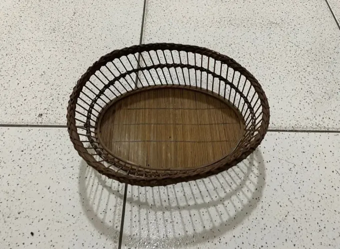 Cesto de Bambu Oval para Decoração