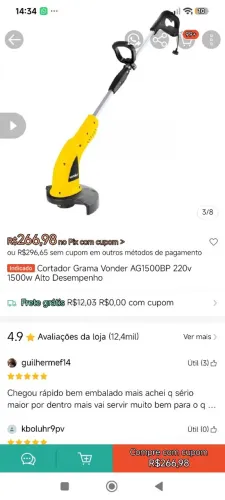 Cortador de grama Vonder