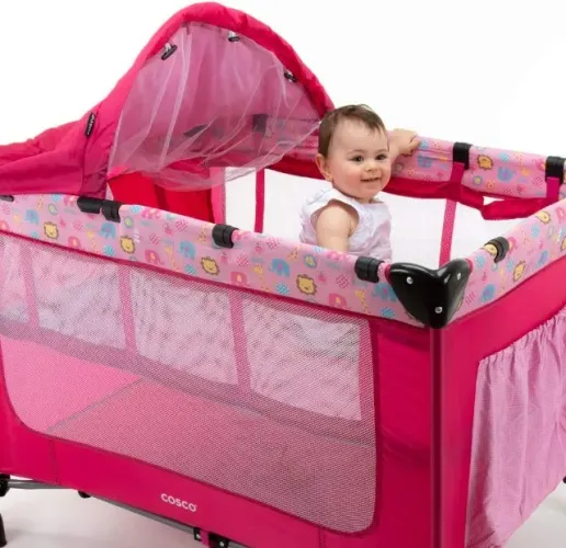 Cosco Kids, Berço Portátil Happy, 0 a 15kg , Rosa lacrado
