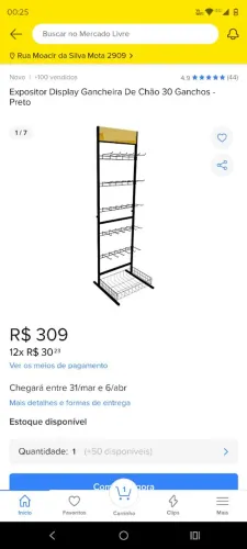 Expositor display gancheiras