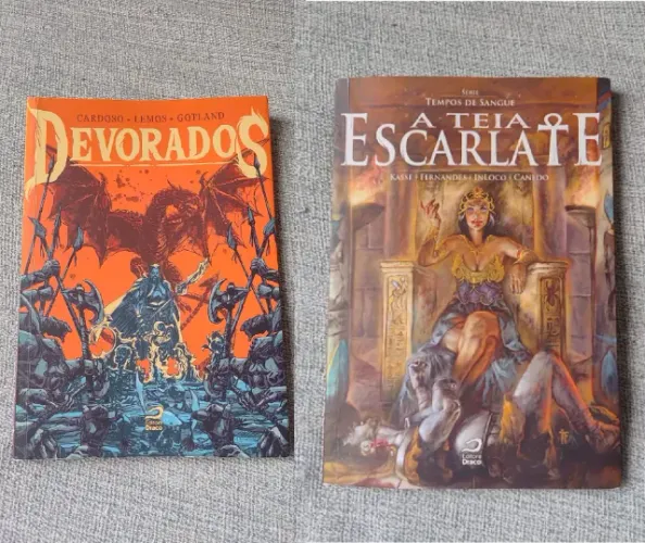 2 hq editora draco / Devorados / A Teia Escarlate - Quadrinho espada vampiro fantasia rpg