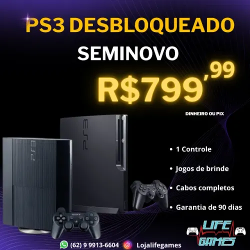 Ps3 Playstation 3 seminovo com garantia, loja física