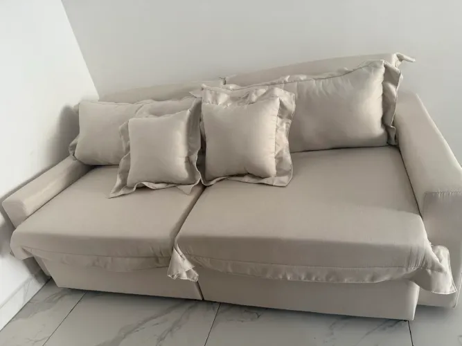 Sofá Molas Ensacadas Retrátil E Reclinável 2,10mts Luxo Cor Cru Linho