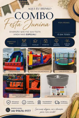 Aluguel de brinquedo combos promocionais Copa do Mundo e festa junina
