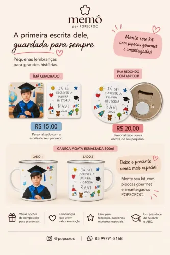 ÍMÃS BOTTONS PERSONALIZADOS E MIMOS PARA ABC