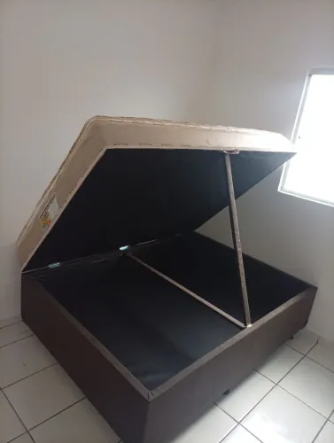 Cama casal baú com colchão pillon top 
