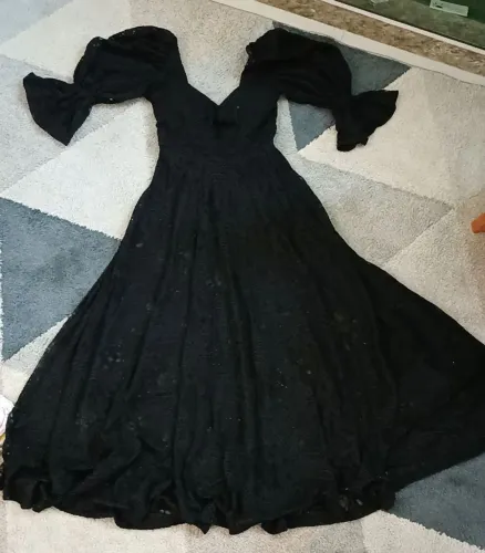 Vestido Longo Preto em Renda - Flávia Splash Boutique, Tamanho M