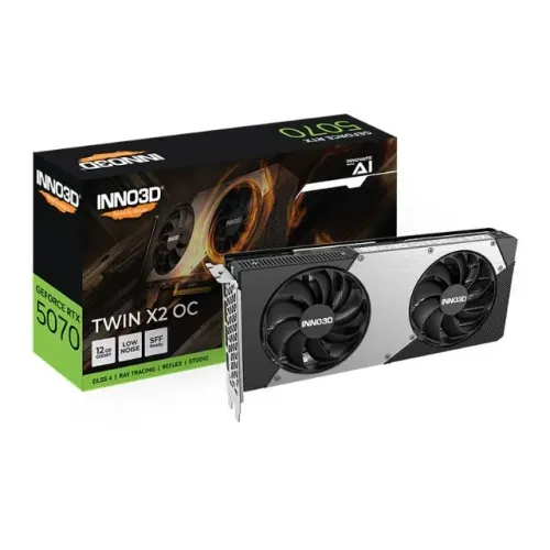 Placa de Video INNO3D GeForce RTX 5070 Twin X2 OC, 12GB, GDDR7