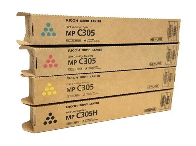 Lote com 4 Toner Ricoh Mp C305 Original Novo Caixa Boa e Caixa Avariada