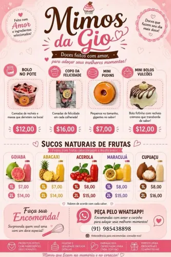 Sucos doces e bolos