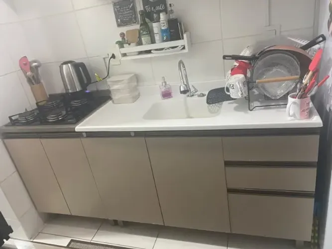 Armários superior e inferior para cozinha com cooktop fischer em ótimo estado