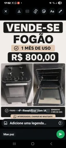 Fogão com menos de 1 mês de uso