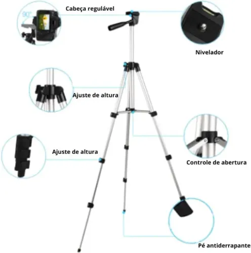 Tripé Universal Para Celular e Câmera 1,3m Com Bolsa