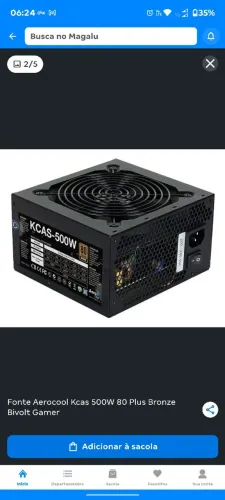 Fonte Aerocool Kcas 500W 80 Plus Bronze Bivolt Gamer