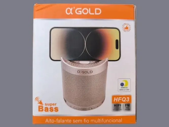 Caixa de Som Bluetooth A'Gold Q3 - Super Bass e Rádio FM