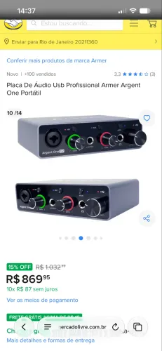 INTERFACE DE ÁUDIO ARMER ARGENT ONE