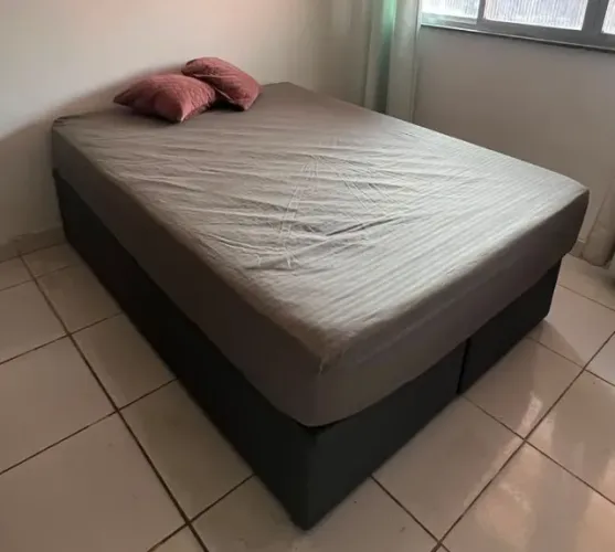 cama de casal box tamanho padrão com colchão - marca Ortobom
