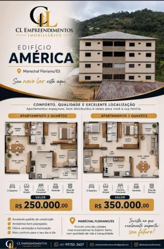 ED. AMÉRICA - MARECHAL FLORIANO - APARTAMENTOS 02 E 03 QUARTOS