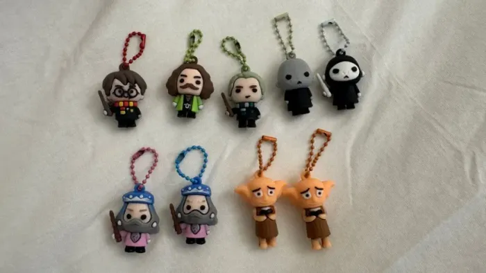 Set 9 Chaveiros Harry Potter Dumbledore Sirius Black Draco Malfoy Dobby Voldemort