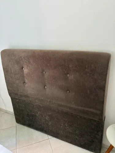 Cabeceira cama casal suede marrom