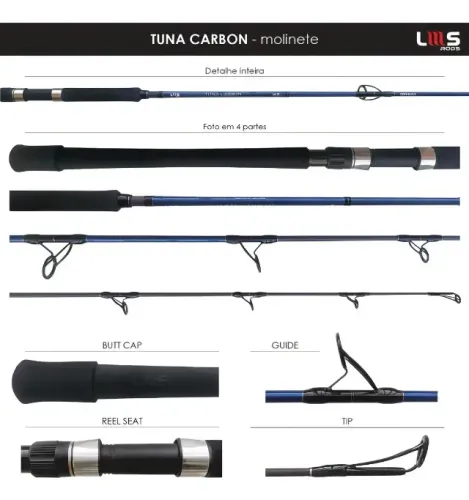 Vara de pesca Lumis Tuna Carbon 2,30m 68lb - Nova