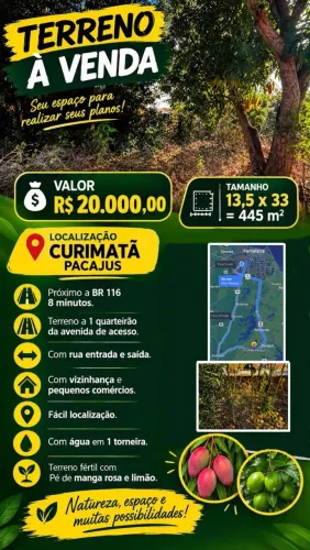 VENDO OU TROCO Terreno - Pacajús (Curimatã)