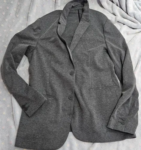 Blazer Super Slim De Malha Sem Forro Cinza