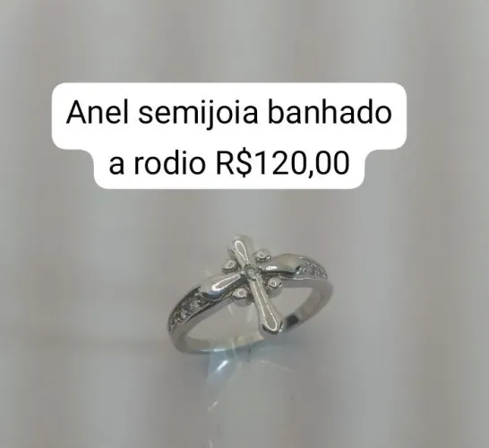 Anel semijoia banhado a rodio