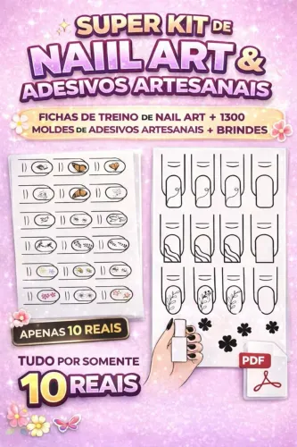 Kit Digital Nail Art + 1300 Moldes Adesivos Artesanais".