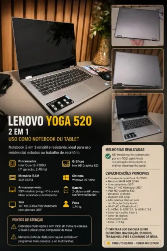 Vendo notebook slim que também funciona como tablet, touch-screen.