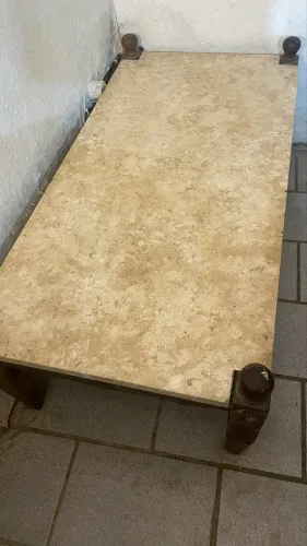 Mesa de centro + mesa de apoio com tampo de mármore 