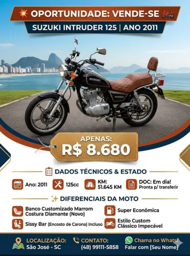Modelo confortável, partida elétrica, freios a disco