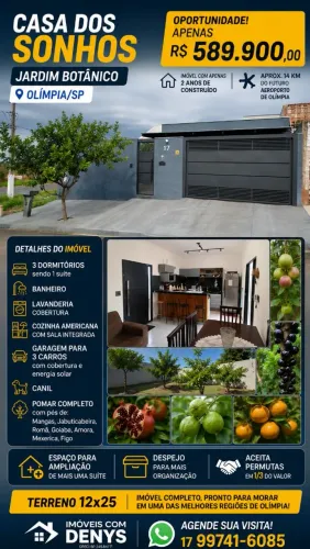 CASA MODERNA em OLÍMPIA/SP -Aceita Troca