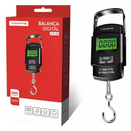 Balança De Mão Portátil Digital Até 50kg Gancho Display Led