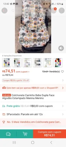 Colchonete Carrinho Bebe Dupla face