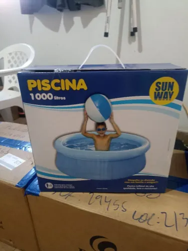 Piscina Inflável Sun Way 1000L Redonda 1.68m PVC Azul