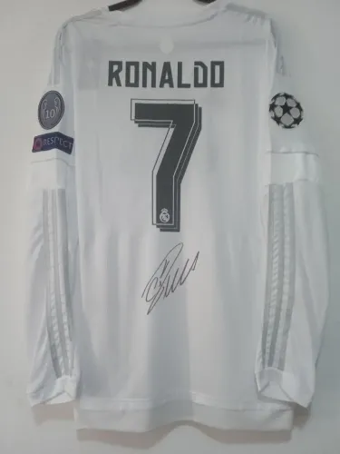 Camisa Real Madrid Final Champions 15/16 #7 Ronaldo Autografada Certificada