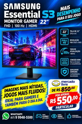 Monitor Gamer Samsung Essencial SE 22 FHD