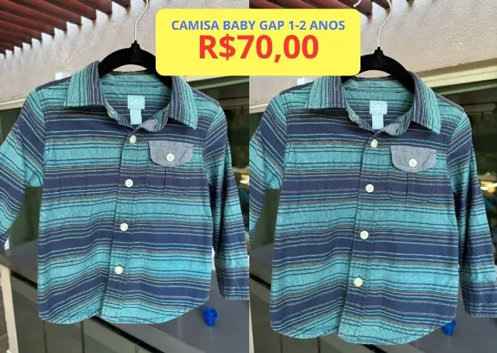 Camisa Baby GAP Listrada Infantil - 1 a 2 anos - Usada